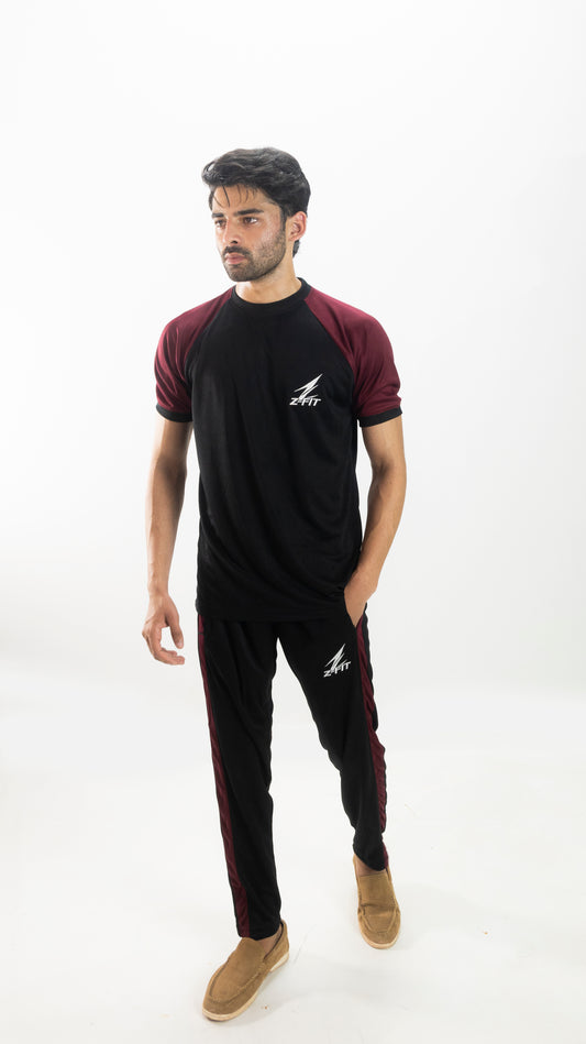 Z-Fit Elite Black & Burgundy Tracksuit