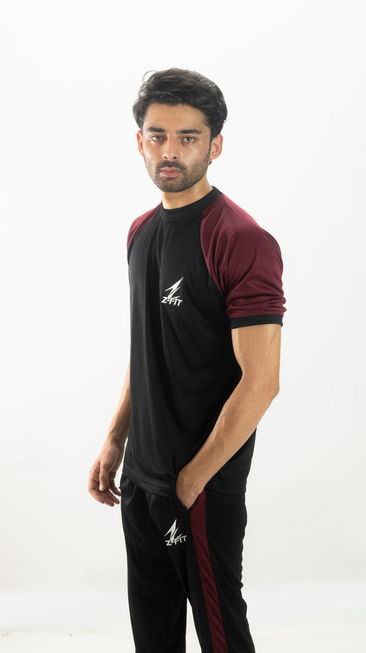 Z-Fit Elite Black & Burgundy Tracksuit